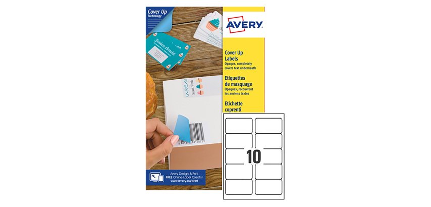 Etiquetas Avery adhesivas blancas cubrientes, 99,1 x 57mm - L4612 - Paquete de 25