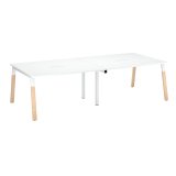 Table de réunion modulable avec extension ECLA L 280 x P 126 cm piétement métal et bois