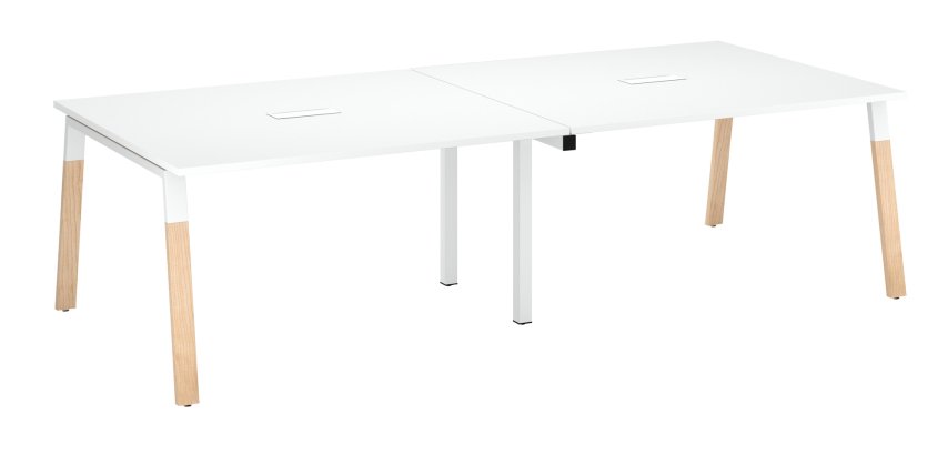 Konferenztisch modulierbar mit Erweiterung ECLA L 280 x T 126 cm Untergestell aus Metall/Holz