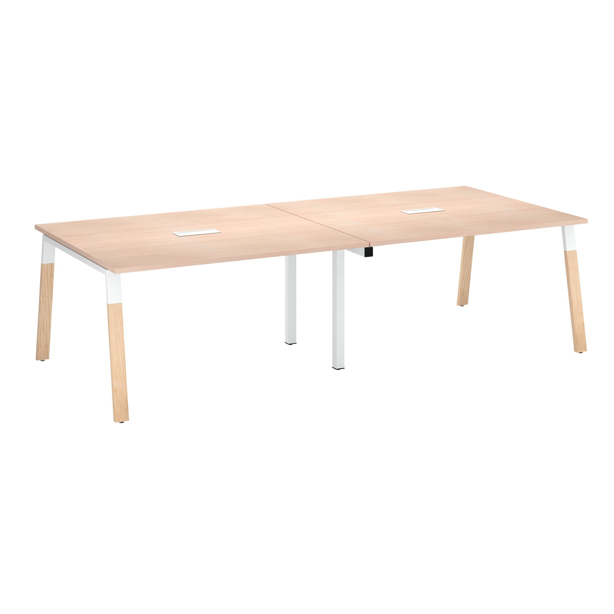 Table de réunion modulable avec extension ECLA L 280 x P 126 cm piétement métal et bois