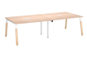 Extension table de réunion modulable ECLA L 140 x P 126 piètement métal et bois