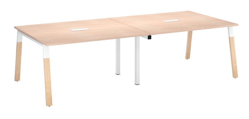 Extension table de réunion modulable ECLA L 140 x P 126 piètement métal et bois