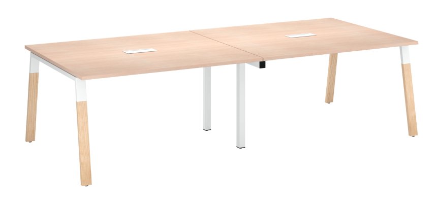 Table de réunion modulable avec extension ECLA L 280 x P 126 cm piétement métal et bois