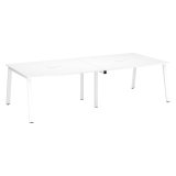 Modular conference table with extension ECLA L 280 x D 126 cm cm top in white and metallic legs