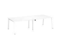 Mesa de reunión Ecla blanca con extensión An 280 x Fon 126 cm patas metal