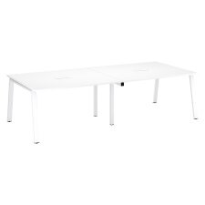 Moduleerbare vergadertafel met uitbreiding ECLA L 280 x D 126 cm witte top metalen onderstel