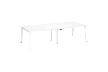 Table de réunion modulable avec extension ECLA L 280 x P 126 cm plateau blanc piétement métal