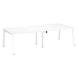 Modular conference table with extension ECLA L 280 x D 126 cm cm top in white and metallic legs