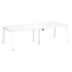 Moduleerbare vergadertafel met uitbreiding ECLA L 280 x D 126 cm witte top metalen onderstel