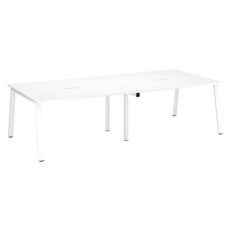 Table de réunion modulable avec extension ECLA L 280 x P 126 cm plateau blanc piétement métal