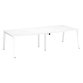 Modular conference table with extension ECLA L 280 x D 126 cm cm top in white and metallic legs