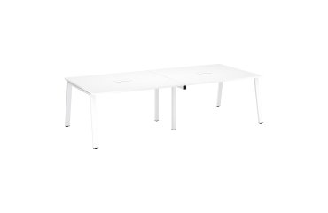 Mesa de reunión Ecla blanca con extensión An 280 x Fon 126 cm patas metal