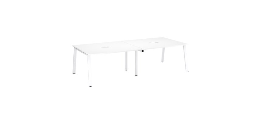 Moduleerbare vergadertafel met uitbreiding ECLA L 280 x D 126 cm witte top metalen onderstel