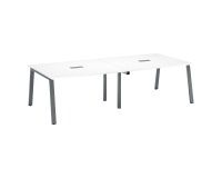 Mesa de reunión Ecla blanca con extensión An 280 x Fon 126 cm patas metal
