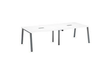 Table de réunion modulable avec extension ECLA L 280 x P 126 cm plateau blanc piétement métal