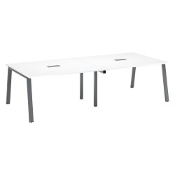 Modular conference table with extension ECLA L 280 x D 126 cm cm top in white and metallic legs