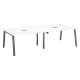 Table de réunion modulable avec extension blanc L 280 x P 126 cm - Piétement métal - Arch