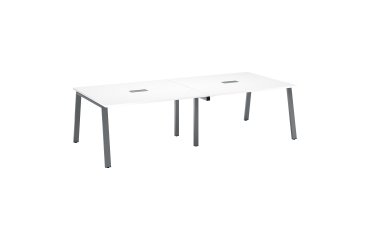 Mesa de reunión Ecla blanca con extensión An 280 x Fon 126 cm patas metal