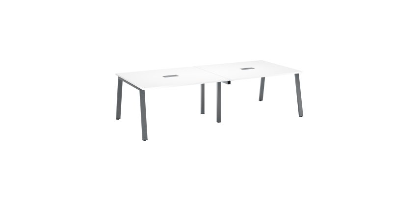 Table de réunion modulable avec extension blanc L 280 x P 126 cm - Piétement métal - Arch