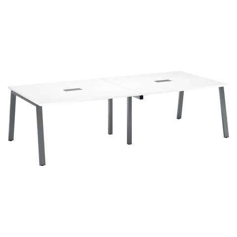 Mesa de reunión Ecla blanca con extensión An 280 x Fon 126 cm patas metal antracitas