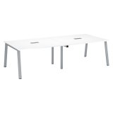 Table de réunion modulable avec extension ECLA L 280 x P 126 cm plateau blanc piétement métal