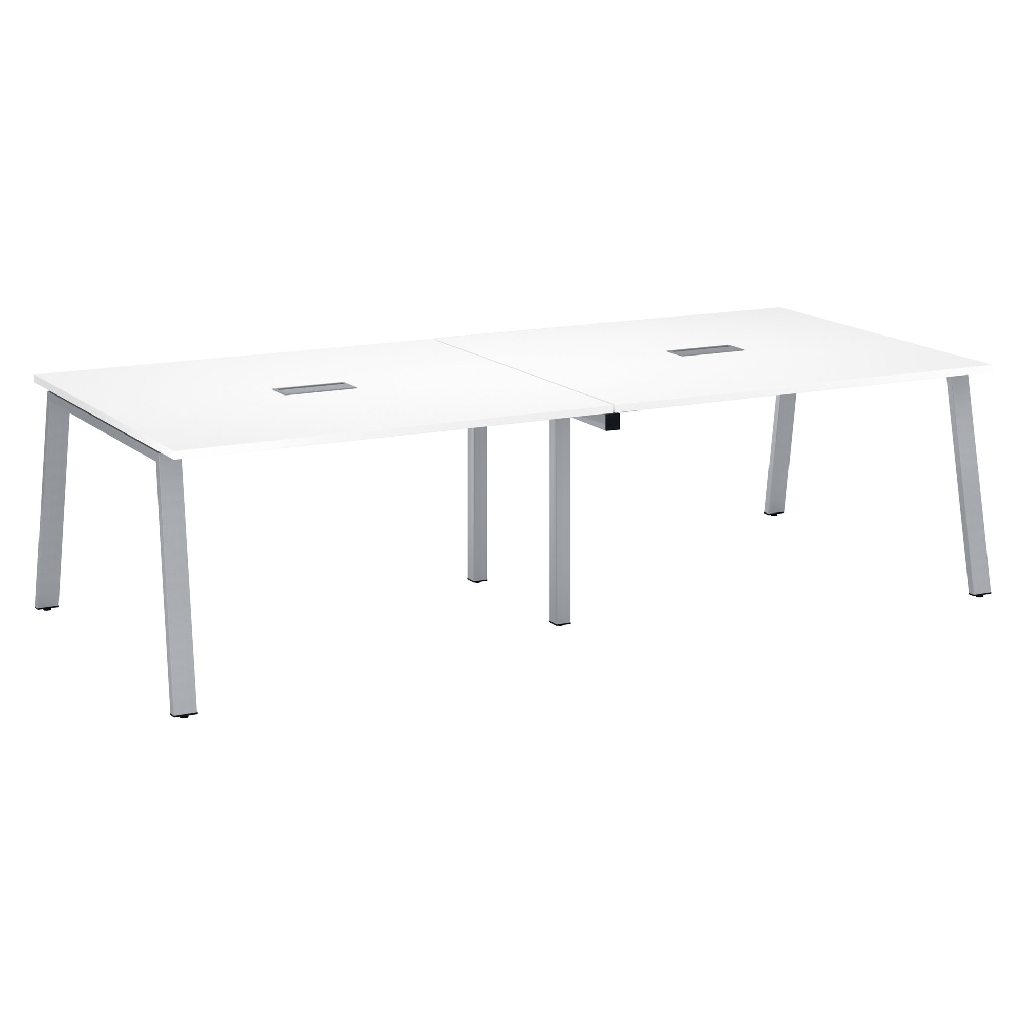 Modular conference table with extension ECLA L 280 x D 126 cm cm top in white and metallic legs