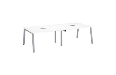 Mesa de reunión Ecla blanca con extensión An 280 x Fon 126 cm patas metal