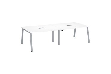 Modular conference table with extension ECLA L 280 x D 126 cm cm top in white and metallic legs