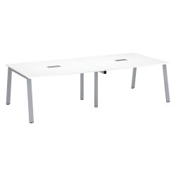 Modular conference table with extension ECLA L 280 x D 126 cm cm top in white and metallic legs