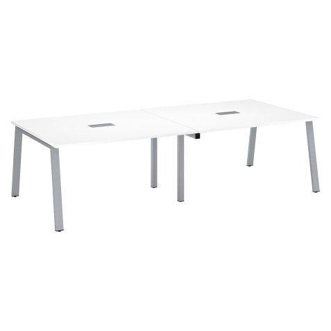 Mesa de reunión Ecla blanca con extensión An 280 x Fon 126 cm patas metal