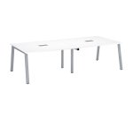 Mesa de reunión Ecla blanca con extensión An 280 x Fon 126 cm patas metal