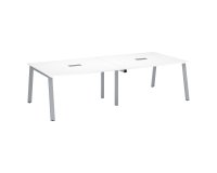 Moduleerbare vergadertafel met uitbreiding ECLA L 280 x D 126 cm witte top metalen onderstel