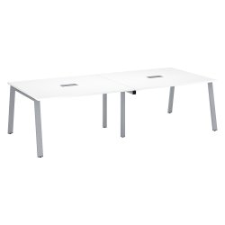 Table de réunion modulable avec extension blanc L 280 x P 126 cm - Piétement métal - Arch