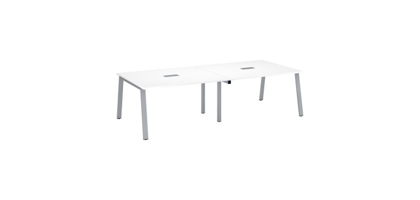 Mesa de reunión Ecla blanca con extensión An 280 x Fon 126 cm patas metal