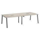 Modular conference table with extension ECLA L 280 x D 126 cm cm top in gray oak and metallic legs