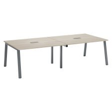 Table de réunion modulable avec extension ECLA L 280 x P 126 cm plateau chêne gris piétement métal