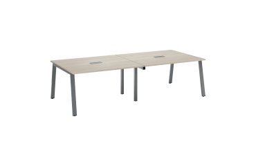 Modular conference table with extension ECLA L 280 x D 126 cm cm top in gray oak and metallic legs