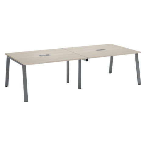 Mesa de reunión Ecla roble gris con extensión An 280 x Fon 126 cm patas metal antracita