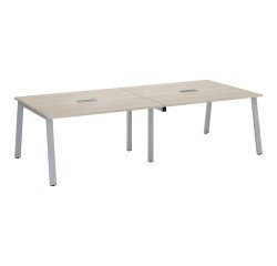 Modular conference table with extension ECLA L 280 x D 126 cm cm top in gray oak and metallic legs