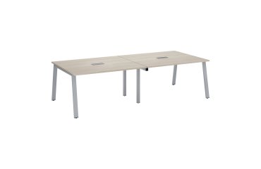 Mesa de reunión Ecla roble gris con extensión An 280 x Fon 126 cm patas metal