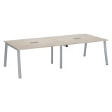 Table de réunion modulable avec extension chêne gris L 280 x P 126 cm - Piétement métal - Arch