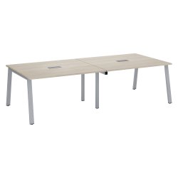 Table de réunion modulable avec extension chêne gris L 280 x P 126 cm - Piétement métal - Arch