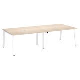 Table de réunion modulable avec extension ECLA L 280 x P 126 cm plateau chêne clair piétement métal