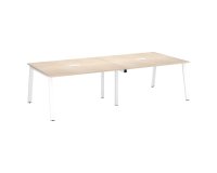 Mesa de reunión Ecla roble claro con extensión An 280 x Fon 126 cm patas metal