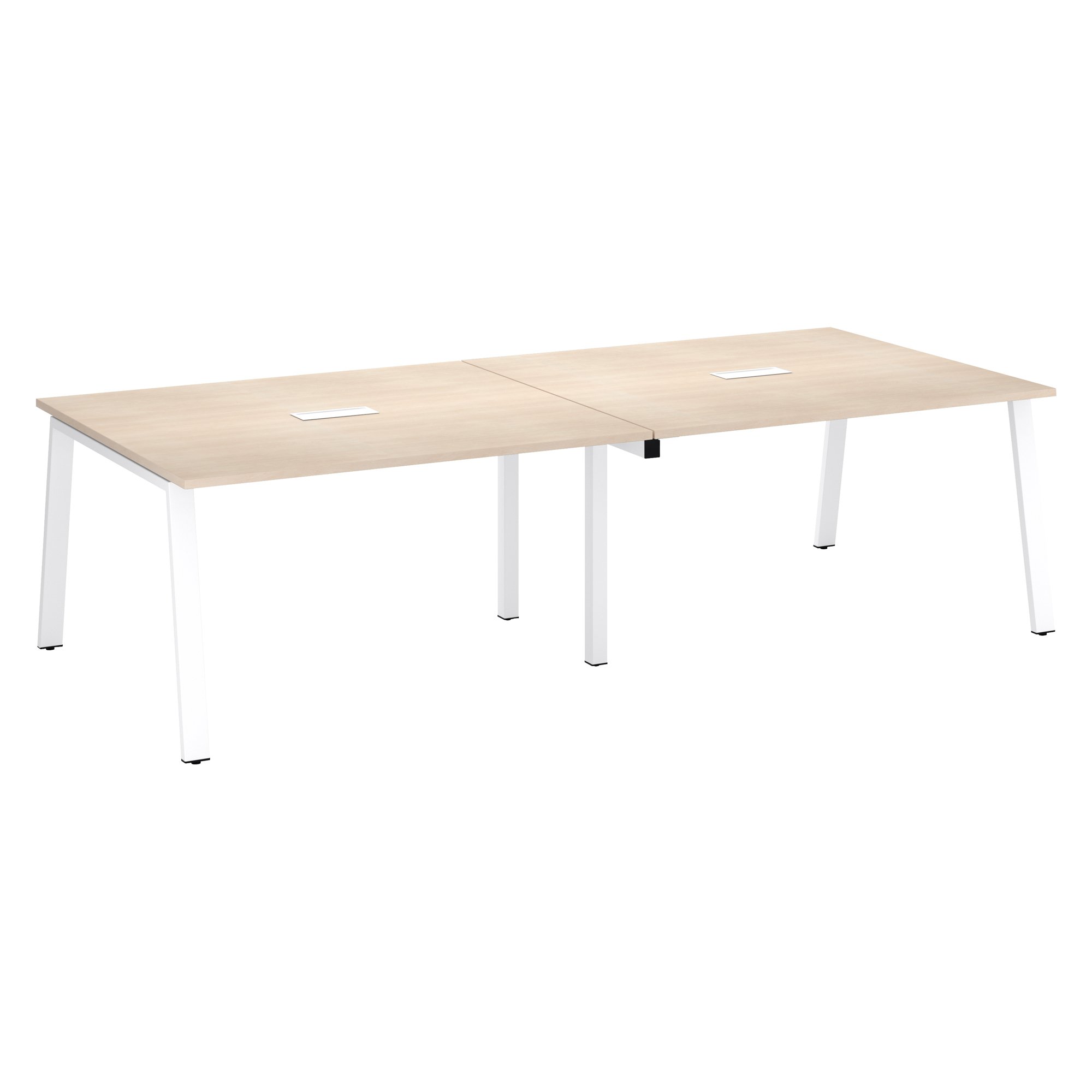 Modular conference table with extension ECLA L 280 x D 126 cm cm top in light oak and metallic legs