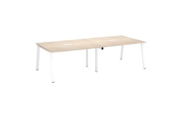 Mesa de reunión Ecla roble claro con extensión An 280 x Fon 126 cm patas metal
