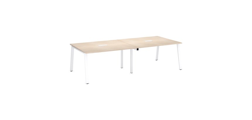 Table de réunion modulable avec extension chêne clair L 280 x P 126 cm - Piétement métal - Arch