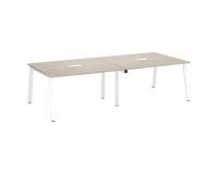 Mesa de reunión Ecla roble gris con extensión An 280 x Fon 126 cm patas metal