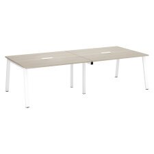 Table de réunion modulable avec extension ECLA L 280 x P 126 cm plateau chêne gris piétement métal