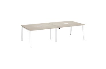 Mesa de reunión Ecla roble gris con extensión An 280 x Fon 126 cm patas metal